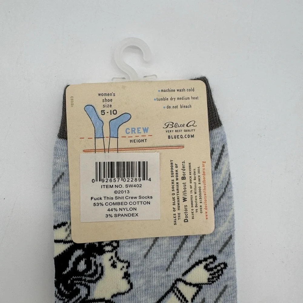 Novelty Crew Socks Lot 3 Blue Q‎ Shamrock Ducks Funny Womens 4-10 NWT